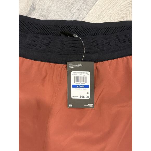 Under Armour UA Peak Woven Shorts Men’s XL Rust Red Fitted Gym MSRP $65 NWT - Picture 5 of 9